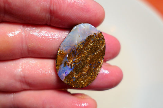 Queensland Boulder Matrix opal 26cts rough / slice Koroit bits fires 28x18x5mm BD#07