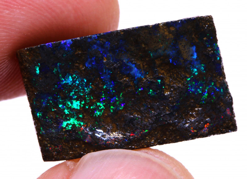 Australian Queensland Boulder opal 15cts rough / faced some Green/Blue fires Lots Potential 21x12x5mm BFA13