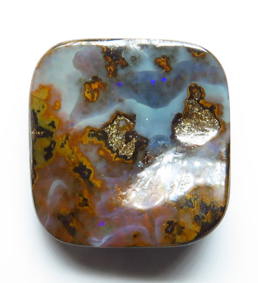 Australian Queensland Boulder opal Polished Gemstone 19.25cts From Winton with bits of colour 19x19x4mm BFO03