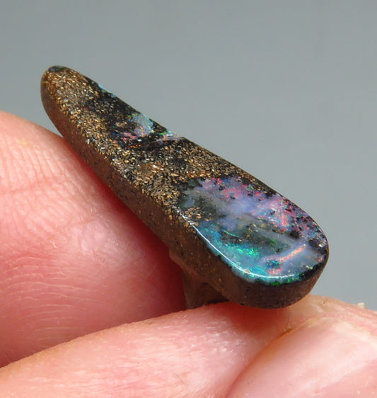 Australian Queensland Boulder opal Polished Gemstone 4.96cts From Winton with bits of colour 25x7x4mm BFO42