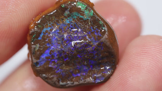 Australian Queensland Boulder Matrix opal single 27cts Tumbled rough Koroit Bright Blue fires & Lots potential 20x19x8mm BFA39