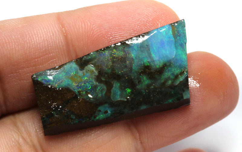 Australian Queensland Boulder opal 36cts rough / faced Winton Nice Multifires Lots Potential 35x17x6mm BFA19