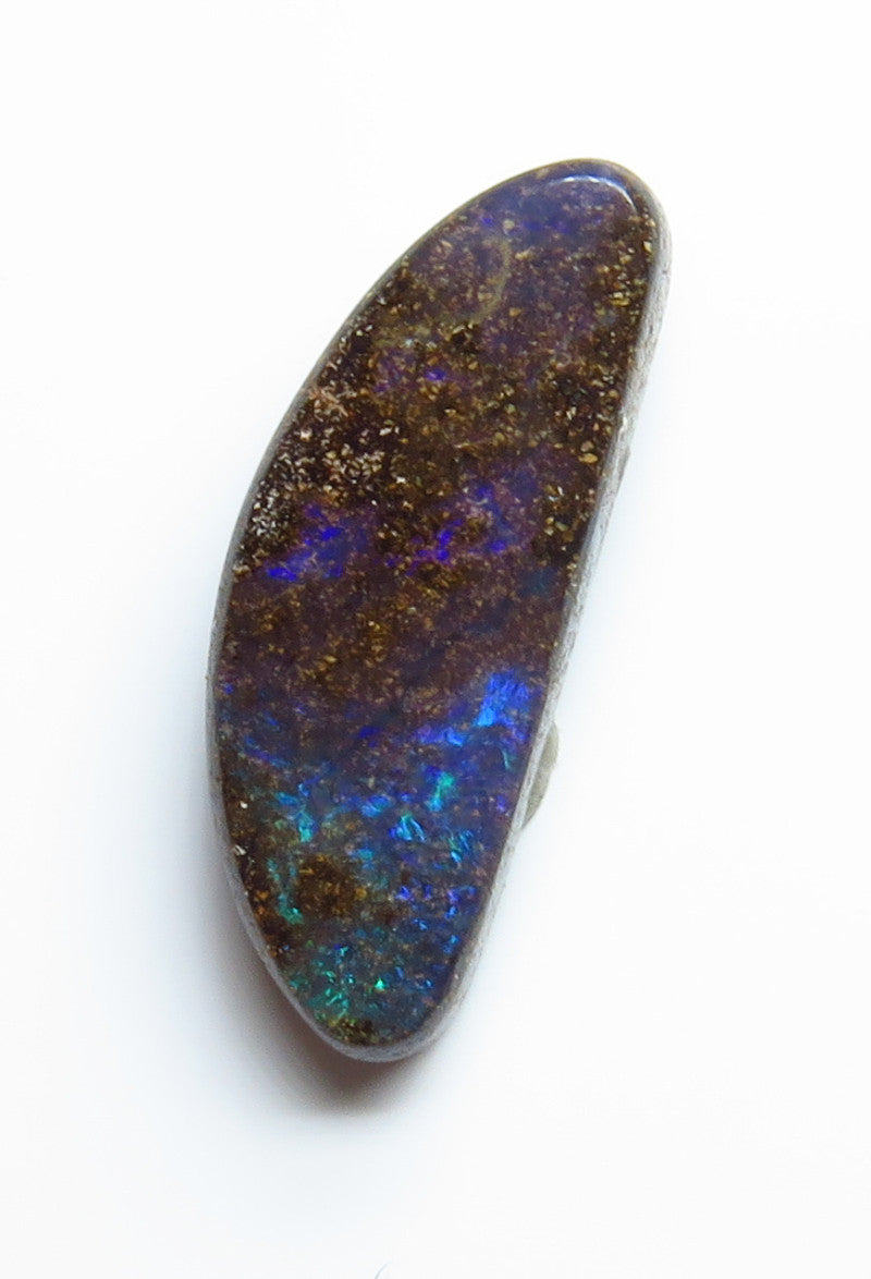 Australian Queensland Boulder opal Polished Gemstone 2.55cts From Winton some green/blue colours 15x6x2mm BFO23