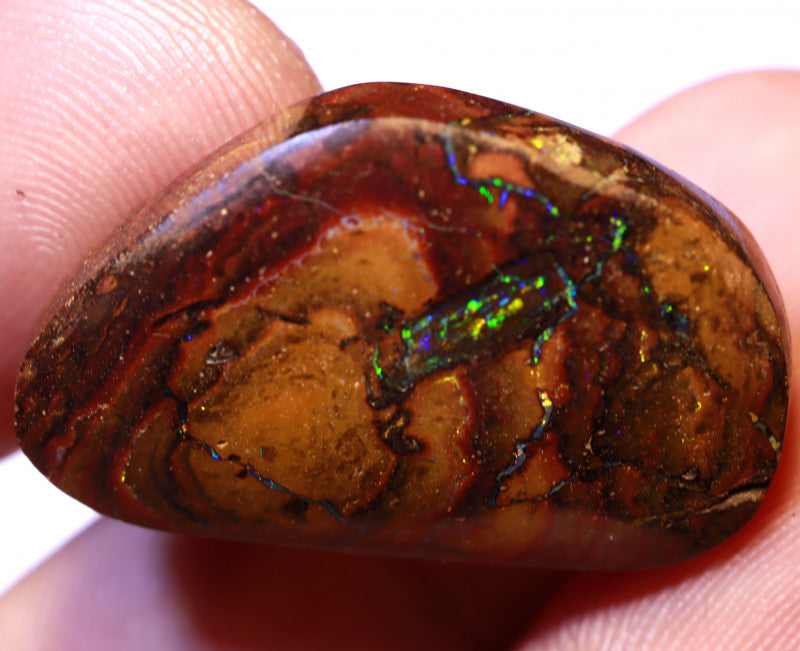Australian Queensland Boulder Matrix opal Polished Gemstone 27cts From Yowah Veins with Multi colour fires 27x17x5mm BFO1145
