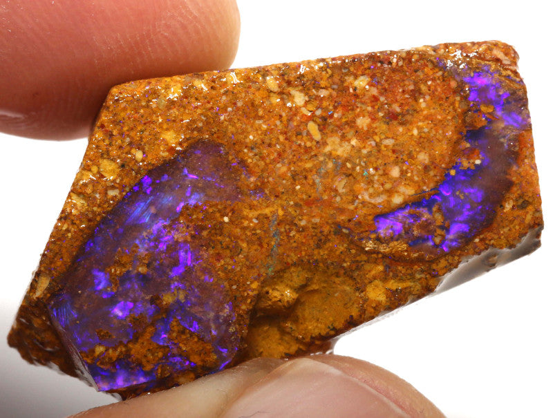 Australian Queensland Boulder Pipe opal 26cts rough / slice Yowah Pipe of Blue fires 29x17x8mm BFA29