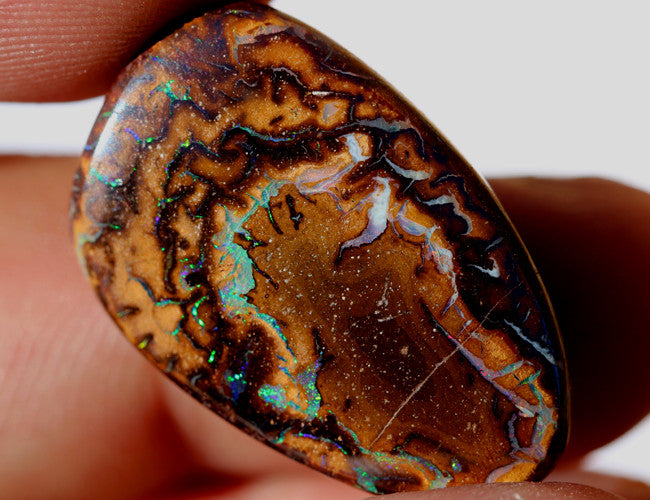 Australian Queensland Boulder Matrix opal Polished Gemstone 25cts From Yowah some green/blue colours 26x17x6mm BFO320