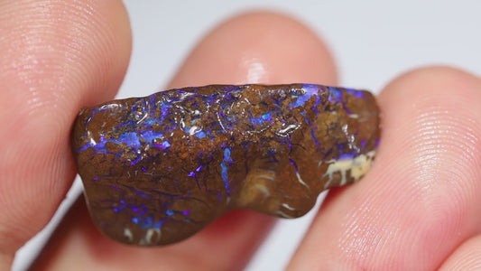 Australian Queensland Boulder Matrix opal single 18.5cts Tumbled rough Koroit Bright Blue fires & Lots potential 14x8x8mm BFA35