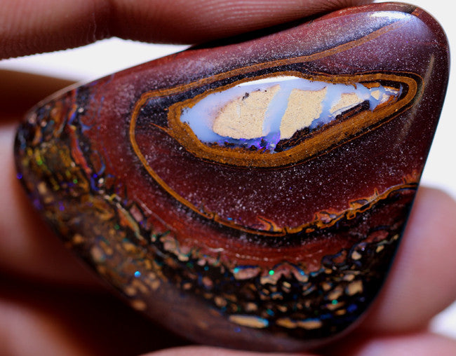 Australian Queensland Boulder Matrix opal Polished Gemstone 53cts From Yowah some blue colours 36x28x6mm BFO377