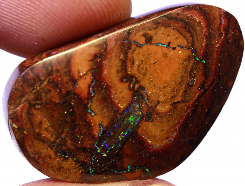 Australian Queensland Boulder Matrix opal Polished Gemstone 27cts From Yowah Veins with Multi colour fires 27x17x5mm BFO1145