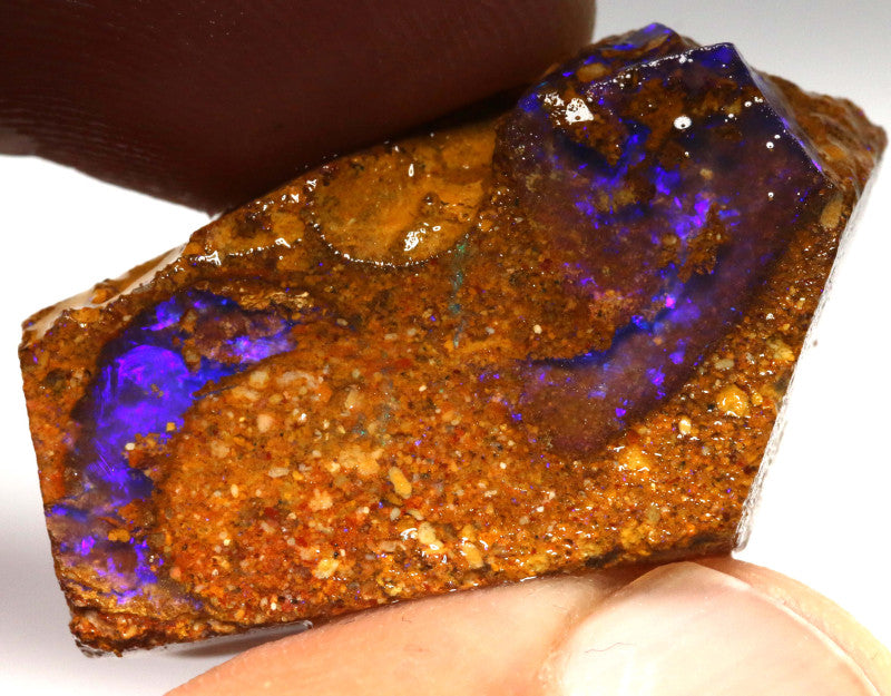 Australian Queensland Boulder Pipe opal 26cts rough / slice Yowah Pipe of Blue fires 29x17x8mm BFA29