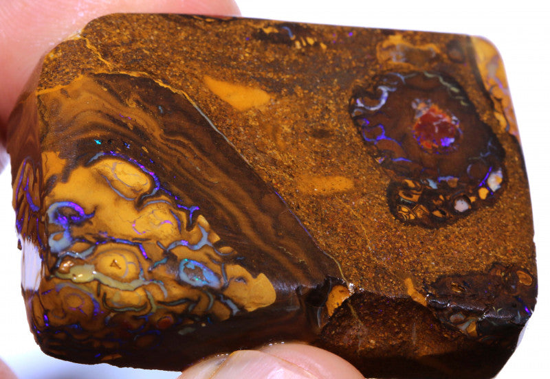 Australian Queensland Boulder opal Conglomerate 230cts rough  Koroit veins of Blue fires 47x35x10mm BFA06
