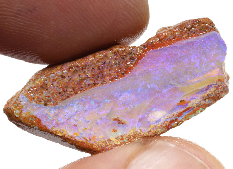 Australian Queensland Boulder Pipe opal 13.40cts rough Quilpie Pipe of Crystal with fires 29x12x5mm BFA21