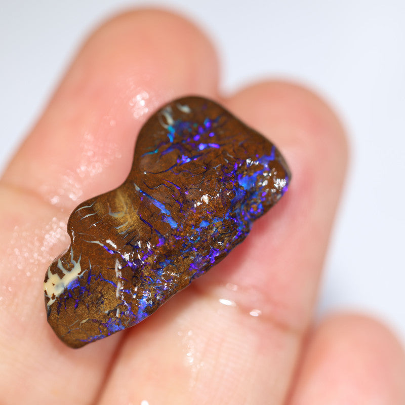 Australian Queensland Boulder Matrix opal single 18.5cts Tumbled rough Koroit Bright Blue fires & Lots potential 14x8x8mm BFA35