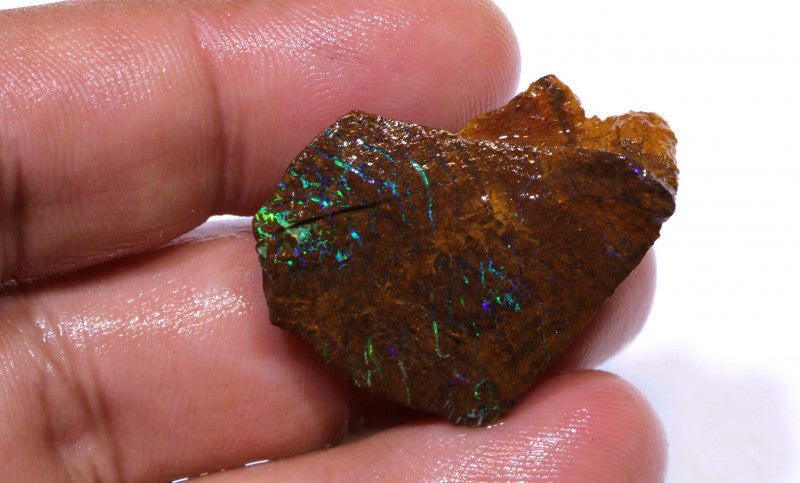 Australian Queensland Boulder Matrix opal 45cts rough Koroit lots veins of Bright blue/green fires 30x27x10mm BFA16