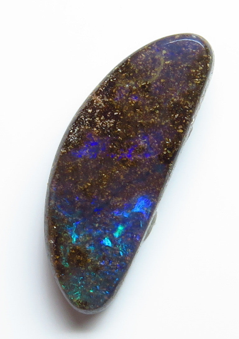 Australian Queensland Boulder opal Polished Gemstone 2.55cts From Winton some green/blue colours 15x6x2mm BFO23