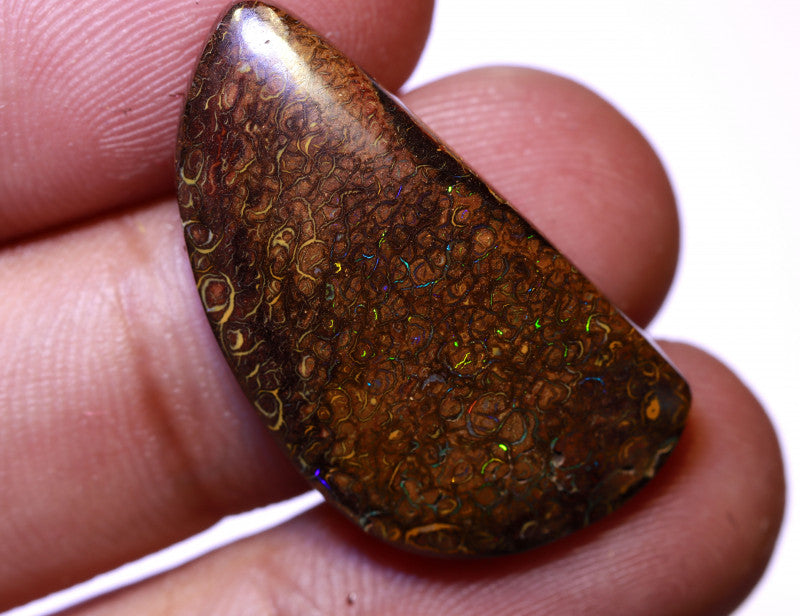 Australian Queensland Boulder Matrix opal Polished Gemstone 21cts From Yowah Veins with Multi colour fires 29x15x6mm BFO1074