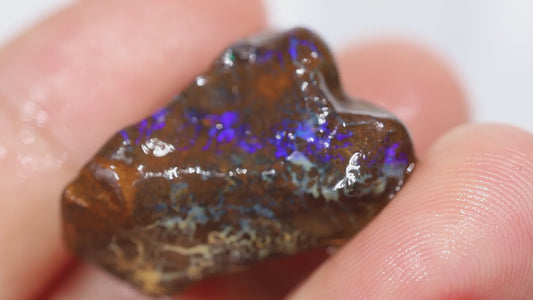 Australian Queensland Boulder Matrix opal single 48cts Tumbled rough Koroit Bright Blue fires & Lots potential 28x17x15mm BFA36