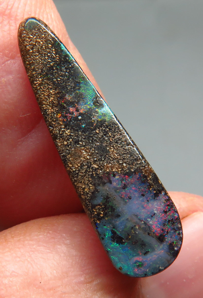 Australian Queensland Boulder opal Polished Gemstone 4.96cts From Winton with bits of colour 25x7x4mm BFO42