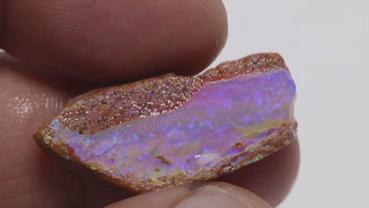 Australian Queensland Boulder Pipe opal 13.40cts rough Quilpie Pipe of Crystal with fires 29x12x5mm BFA21