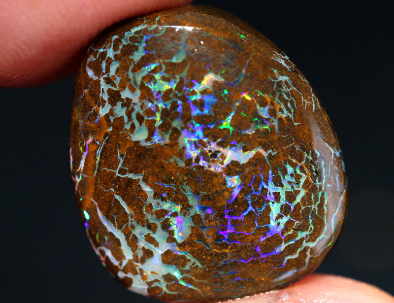 Australian Queensland Boulder Matrix opal 13.50cts Opalton rub/preform Stunning Exposed veins of Bright Vibrant Multifires 17x15x5mm BFA14